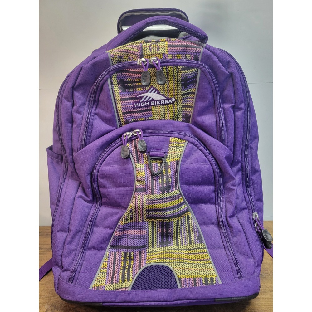 High Sierra Purple Backpack Wheeled Rolling Laptop Travel School Bag